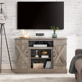 Farmhouse Classic Media TV Stand Antique Entertainment Console for TV up to 50" with Open and Closed Storage Space, Gray Wash, 47"W*15.5"D*30.75"H