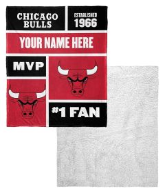 [Personalization Only] OFFICIAL NBA Colorblock Silk Touch Sherpa Throw Blanket - Chicago Bulls