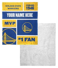 [Personalization Only] OFFICIAL NBA Colorblock Silk Touch Sherpa Throw Blanket - Golden State Warriors