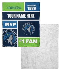 [Personalization Only] OFFICIAL NBA Colorblock Silk Touch Sherpa Throw Blanket - Minnesota Timberwolves