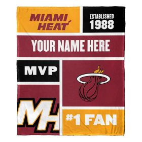 [Personalization Only] OFFICIAL NBA Colorblock Silk Touch Throw Blanket - Miami Heat