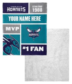 [Personalization Only] OFFICIAL NBA Colorblock Silk Touch Sherpa Throw Blanket - Charlotte Hornets