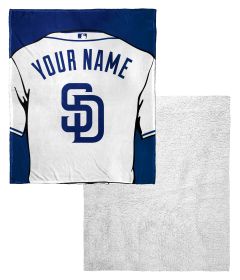 [Personalization Only] Padres OFFICIAL MLB Jersey Personalized Silk Touch Sherpa Throw Blanket, 50" X 60"