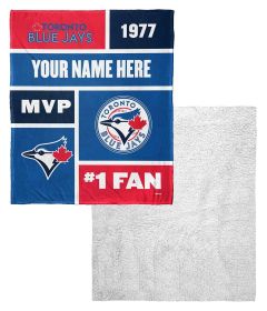 [Personalization Only] Blue Jays Colorblock Personalized Silk Touch Sherpa Throw Blanket