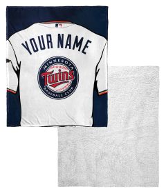 [Personalization Only] Twins OFFICIAL MLB Jersey Personalized Silk Touch Sherpa Throw Blanket, 50" X 60"