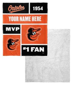 [Personalization Only] Orioles Colorblock Personalized Silk Touch Sherpa Throw Blanket