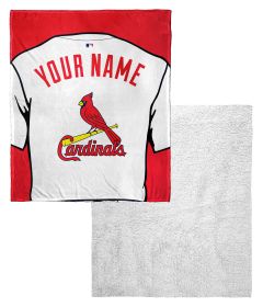 [Personalization Only] Cardinals OFFICIAL MLB Jersey Personalized Silk Touch Sherpa Throw Blanket, 50" X 60"