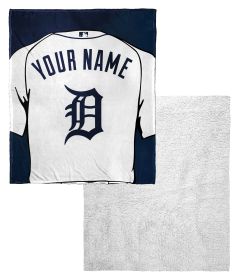 [Personalization Only] Tigers OFFICIAL MLB Jersey Personalized Silk Touch Sherpa Throw Blanket, 50" X 60"