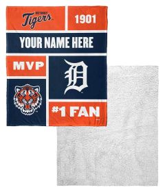 [Personalization Only] Tigers Colorblock Personalized Silk Touch Sherpa Throw Blanket