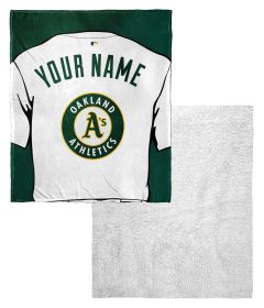 [Personalization Only] Athletics OFFICIAL MLB Jersey Personalized Silk Touch Sherpa Throw Blanket, 50" X 60"