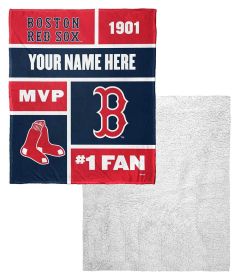 [Personalization Only] Red Sox Colorblock Personalized Silk Touch Sherpa Throw Blanket