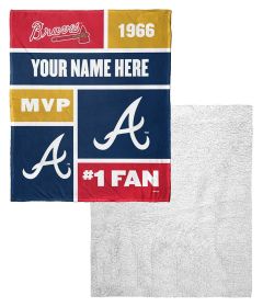 [Personalization Only] Braves Colorblock Personalized Silk Touch Sherpa Throw Blanket