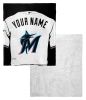 [Personalization Only] Marlins OFFICIAL MLB Jersey Personalized Silk Touch Sherpa Throw Blanket, 50" X 60"