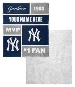 [Personalization Only] Yankees Colorblock Personalized Silk Touch Sherpa Throw Blanket