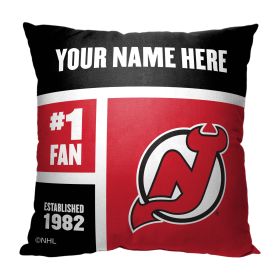 [Personalization Only] OFFICIAL NHL Colorblock Pillow - New Jersey Devils