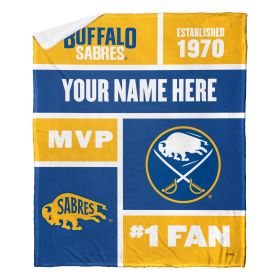 [Personalization Only] OFFICIAL NHL Colorblock Personalized Silk Touch Sherpa Throw Blanket - Buffalo Sabres