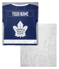 [Personalization Only] OFFICIAL NHL Jersey Personalized Silk Touch Sherpa Throw Blanket - Maple Leafs