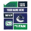 [Personalization Only] OFFICIAL NHL Colorblock Personalized Silk Touch Sherpa Throw Blanket - Vancouver Canucks