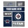 [Personalization Only] OFFICIAL NHL Colorblock Personalized Silk Touch Throw Blanket - Winnipeg Jets