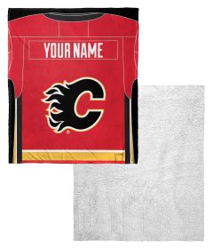 [Personalization Only] OFFICIAL NHL Jersey Personalized Silk Touch Sherpa Throw Blanket - Flames