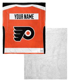 [Personalization Only] OFFICIAL NHL Jersey Personalized Silk Touch Sherpa Throw Blanket - Flyers