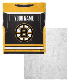 [Personalization Only] OFFICIAL NHL Jersey Personalized Silk Touch Sherpa Throw Blanket - Bruins