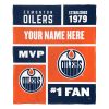 [Personalization Only] OFFICIAL NHL Colorblock Personalized Silk Touch Throw Blanket - Edmonton Oilers