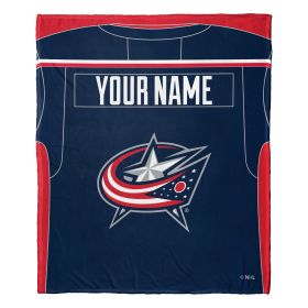 [Personalization Only] OFFICIAL NHL Jersey Personalized Silk Touch Throw Blanket - Blue Jackets