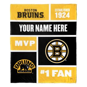 [Personalization Only] OFFICIAL NHL Colorblock Silk Touch Throw Blanket - Boston Bruins