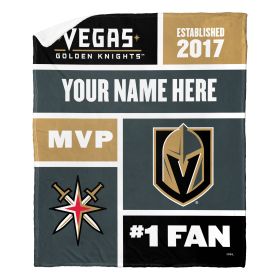 [Personalization Only] OFFICIAL NHL Colorblock Personalized Silk Touch Sherpa Throw Blanket - Vegas Golden Knights