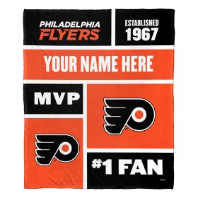 [Personalization Only] OFFICIAL NHL Colorblock Personalized Silk Touch Throw Blanket - Philadelphia Flyers