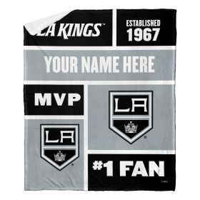 [Personalization Only] OFFICIAL NHL Colorblock Personalized Silk Touch Sherpa Throw Blanket - Los Angeles Kings