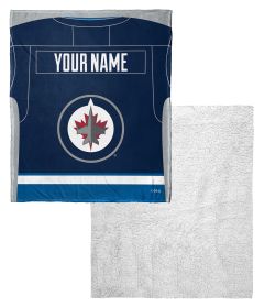 [Personalization Only] OFFICIAL NHL Jersey Personalized Silk Touch Sherpa Throw Blanket - Winnipeg Jets