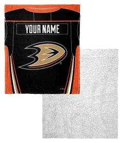 [Personalization Only] OFFICIAL NHL Jersey Personalized Silk Touch Sherpa Throw Blanket - Ducks