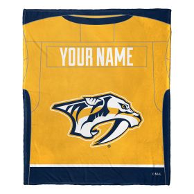 [Personalization Only] OFFICIAL NHL Jersey Personalized Silk Touch Throw Blanket - Predators