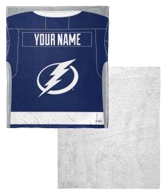 [Personalization Only] OFFICIAL NHL Jersey Personalized Silk Touch Sherpa Throw Blanket - Lightning