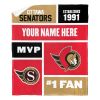 [Personalization Only] OFFICIAL NHL Colorblock Personalized Silk Touch Sherpa Throw Blanket - Ottawa Senators