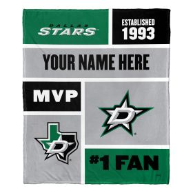 [Personalization Only] OFFICIAL NHL Colorblock Personalized Silk Touch Throw Blanket - Dallas Stars