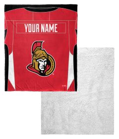 [Personalization Only] OFFICIAL NHL Jersey Personalized Silk Touch Sherpa Throw Blanket - Senators