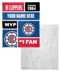 [Personalization Only] Los Angeles Clippers Colorblock Silk Touch Sherpa Throw Blanket