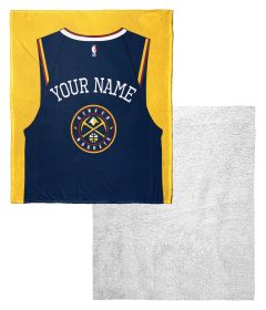 [Personalization Only] OFFICIAL NBA Jersey Silk Touch Sherpa Throw Blanket - Nuggets