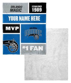 [Personalization Only] OFFICIAL NBA Colorblock Silk Touch Sherpa Throw Blanket - Orlando Magic