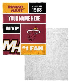 [Personalization Only] OFFICIAL NBA Colorblock Silk Touch Sherpa Throw Blanket - Miami Heat