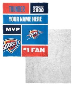 [Personalization Only] OFFICIAL NBA Colorblock Silk Touch Sherpa Throw Blanket - Oklahoma City Thunder