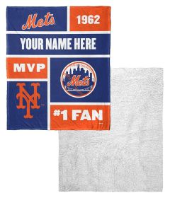 [Personalization Only] Mets Colorblock Personalized Silk Touch Sherpa Throw Blanket