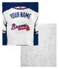 [Personalization Only] Braves OFFICIAL MLB Jersey Personalized Silk Touch Sherpa Throw Blanket, 50" X 60"