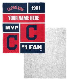 [Personalization Only] Indians Colorblock Personalized Silk Touch Sherpa Throw Blanket