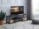 ACME Idella TV Stand in Rustic Oak & Black Finish LV00888