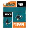 [Personalization Only] OFFICIAL NHL Colorblock Personalized Silk Touch Sherpa Throw Blanket - San Jose Sharks