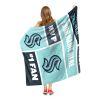 [Personalization Only] OFFICIAL NHL Colorblock Personalized Silk Touch Sherpa Throw Blanket - Seattle Kraken